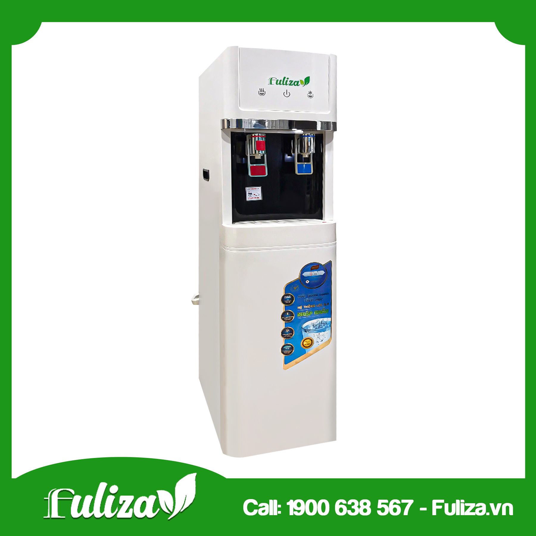 MÁY LỌC NƯỚC FULIZA CAO CẤP NÓNG LẠNH HÚT BÌNH 2 VÒI