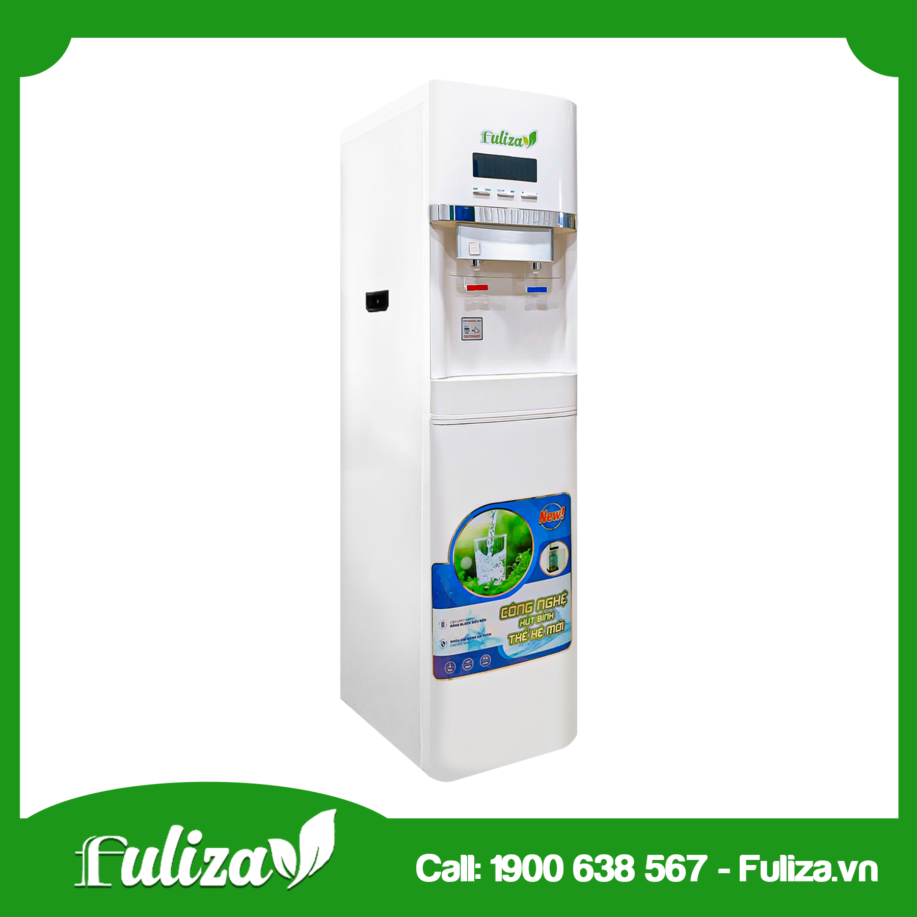 MÁY LỌC NƯỚC FULIZA CAO CẤP NÓNG LẠNH HÚT BÌNH 2 VÒI